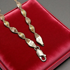 Vintage FAS Italy Gold Vermeil 925 Sterling Twisted Herringbone Necklace, 18″