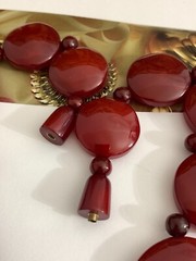 Mariond Godart Paris Red Burgundy Chunky Lucite Graduated Discs Necklace