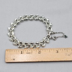 Vintage Coro Silver tone Panel Bracelet Safety Chain 6.75″