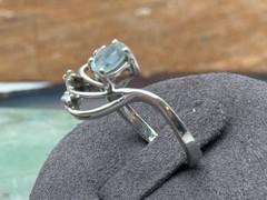 Unique 10K Solid White Gold Aquamarine w/Diamond Cocktail Ring sz 6.25–1815.25