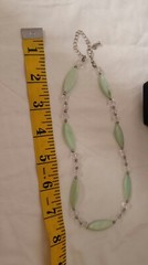 Vintage Beautiful Necklace 16+” Light Green Glass/stone? Beads. Clear Beads…