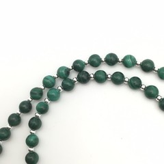 Silver Schark Handmade Sterling Silver & Green Malachite Necklace 21″ #97