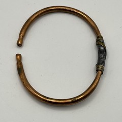 VTG Copper & Brass Coil Cuff Bracelet Handmade Industrial Brutalist Modernist