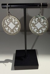 Vintage Earrings Rostov Finift Russian Enamel Painted Floral Dangle Silver Tone