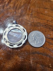 Vintage Sterling Silver Pendant Mother OF Pearl Marcasite Accents 10.6g