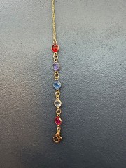 Glasses Holder Or Necklace 24 In Gold Chain Multi Color Rhinestone Faceted Bezel