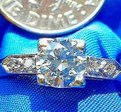 Original EARTH MINED DIAMOND Deco Engagement Ring Vintage PLATINUM Solitaire S 5