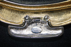 LANVIN Paris Vintage Art Deco Choker Necklace Polished Silver Gold Slide Pendant