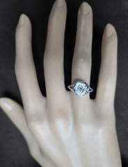 0.65ct Vintage filigree ring old mine cut Diamond belais 18k white gold