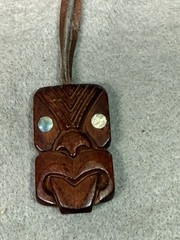 Vintage Leather /Wood Mother of Pearl Necklace Tamaki Maori Village New Zealand