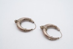 Vintage Sterling Silver 925 Hoop Earrings Ball Wire