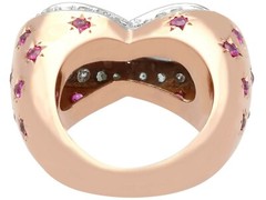 1.36 Ct Aquamarine 0.78 Ct Diamond and 0.50 Ct Ruby 18k Rose Gold Dress Ring