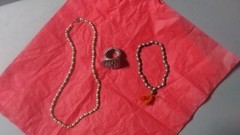 Silver Toned Vintage Jewelry Lot 1 Size Fits All Chunky Ring Necklace & Bracelet
