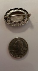 Antique Victorian Silver Engraved Detailed Long Stem Rose & Ivy Leaves Brooch