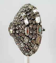 Juliana Large Clear Colorless Round Domed Brooch Round & Baguette Rhinestones
