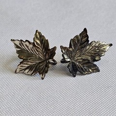 Vtg Sterling Silver Floral Earrings 3.25g Fine Jewelry Leaf Screw-Backs