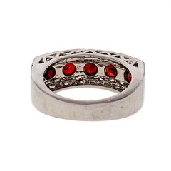1.00ct Five Garnet Diamond Halo 14k White Gold Band Ring