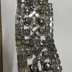 Vintage Mid Century Rhinestone 5 Row Bracelet Silver-Tone 7.5″ (FC110-1Q4452