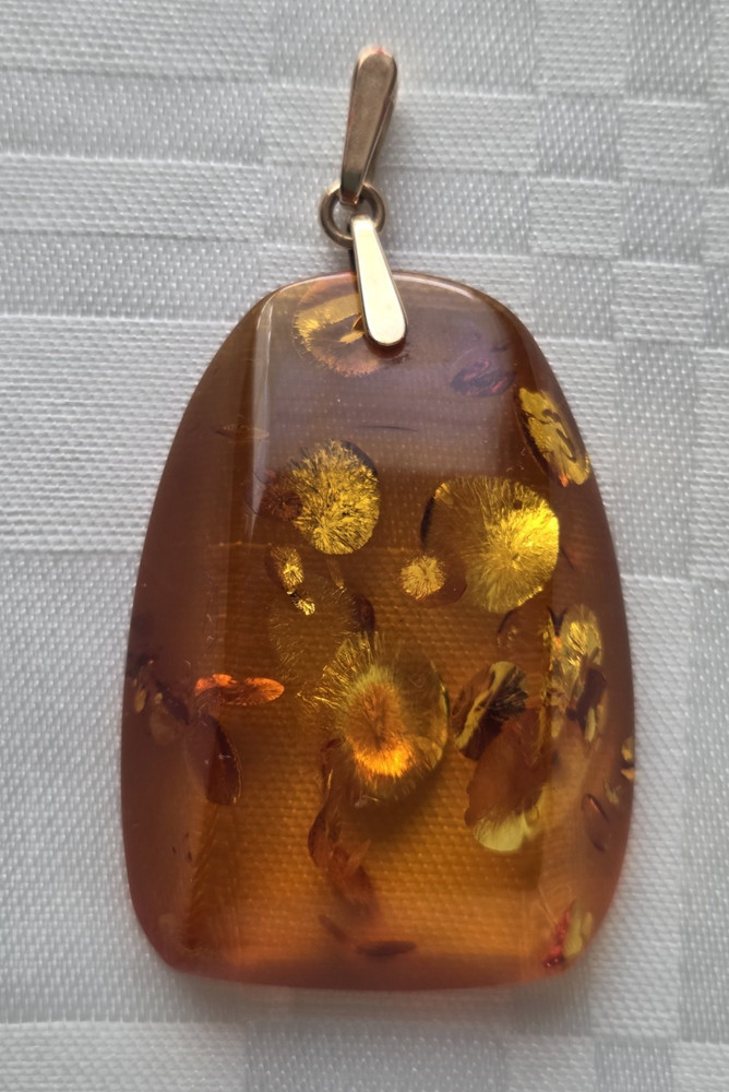 Vintage Natural Baltic Amber Pendant Chunky 14K 583 Gold Bail Made in USSR