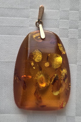 Vintage Natural Baltic Amber Pendant Chunky 14K 583 Gold Bail Made in USSR