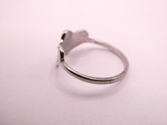Vintage Sterling Silver Guilloche Enamel Roses Two Hearts Ring 925 Sz 4.75 1.1g