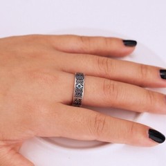 Retro Leaf Vintage Antique Band 1Ct CZ Elegant Unisex Promise Ring Silver Plated