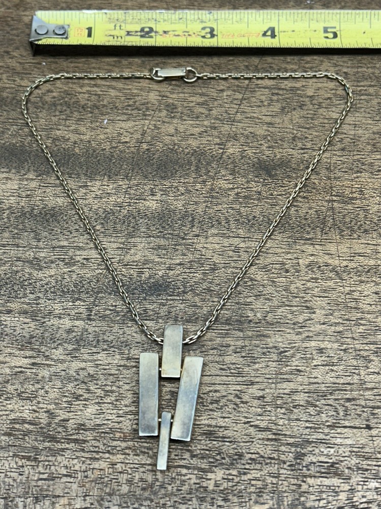 Vintage Starky Rectangles Golden Mid Century Modern Choker Necklace Goldtone