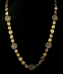 VINTAGE 24” ANNE DICK NECKLACE ~ BRUTALIST MODERN TRICOLOR DISC ~ STUNNING