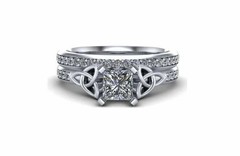 2.00Ct Princess Cut Lab Created Diamond 925 Silver Engagement Bridal Ring Set
