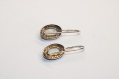 Vintage Sterling Silver 925 FAS Oval Mother Of Pearl Marcasite Earrings #236