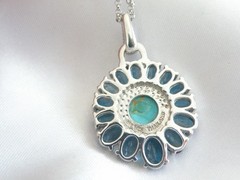 Sterling Silver 925 Turquoise London Blue Topaz NF Pendant 28″ Rolo Necklace
