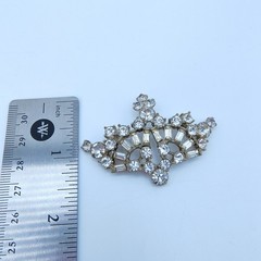 Vintage Art Deco Rhinestone Crown Brooch Old Hollywood Regency Tiara Royalcore