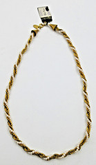 NEW TAG VTG SIGNED MEDICI 17″ twisted gold tone Chaine white small bead Necklace