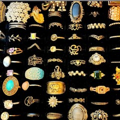 Lot of 90 Fashion Rings Mixed Sizes Statement Cocktail Rhinestone Reseller