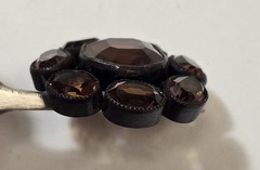 Vintage Schreiner Dark Topaz Rhinestone Button Twisted Shank