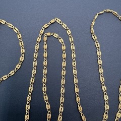 Vintage Monet Oval Filigree Scroll Link Gold Tone Chain Necklace 38″ Long Dainty