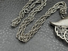 Vintage Silver Tone Filigree Cat Pendant Necklace Green Glass Eye Articulated