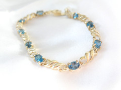 Sterling Silver 925 Natural Heated London Blue Topaz Tennis Bracelet 8″
