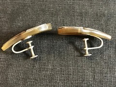Vtg Sterling Silver & Horn or Lucite Modernist Man Woman Screw Earrings Mexico