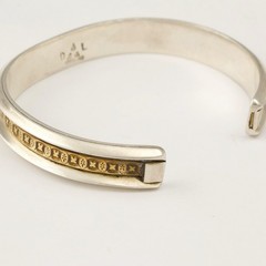 Vintage Artisan Sterling Silver and Brass Cuff Bracelet