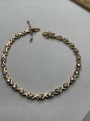 Gold Over Solid Sterling Vintage Tennis Bracelet JJJ 7”