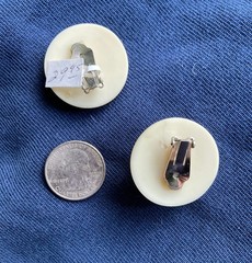 Vintage 1960’s Lucite Cream Hinged Bangle with Decorated Clip Earrings