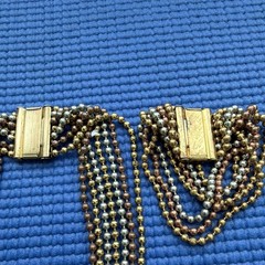 Vintage 1930s Art Deco multi-strand ball chain necklace and bracelet set.
