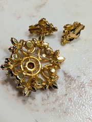 Juliana delizza pearl/rhinestone Brooch Earrings Set citrine Beautiful