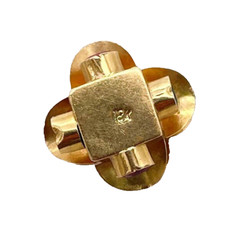 Vintage 18K Yellow Gold 3D Traffic Light Emerald Ruby Gemstone Charm