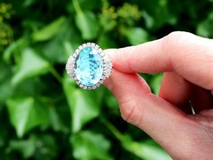 Contemporary 11.76Ct Aquamarine and 1.45Ct Diamond Platinum Cocktail Ring