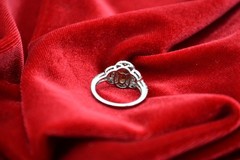 Vintage RSI Sterling Silver 925 Amber CZ Halo Ring Size 7.25 Thailand Jewelry
