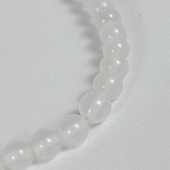 Vintage Translucent White Glass Beaded Necklace 30 In Sprint Ring Clasp 6.3mm
