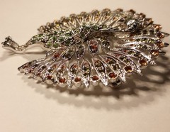 Vtg JBK Peacock Bird Brooch Camrose Kross MultiCrystal Animal Figural Pin Jackie