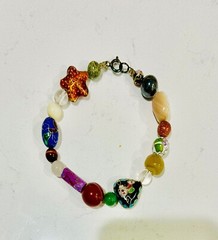 VTG Bracelet Art Glass, Cloisonné , Beads From Around The World… Statement Piece